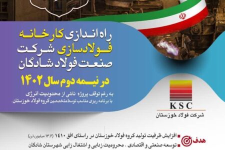 کارخانه فولاد سازی شرکت صنعت فولاد شادگان راه اندازی می شود